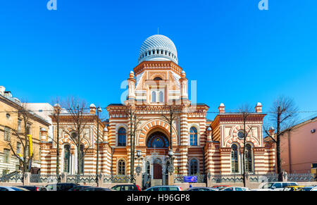 Die Fassade der große Choral-Synagoge, Mischung aus Murish und Neo-byzantinischen Stil erbaute angrenzend an Mariinsky Theater Stockfoto