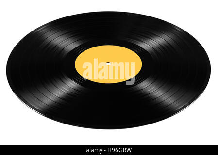 Vinyl-Schallplatte isoliert auf weißem Hintergrund. Stockfoto