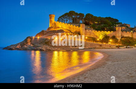 Mmedieval Burg von Tossa del Mar, Costa Brava, Katalonien, Spanien Stockfoto