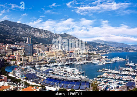 Blick auf Hafen von Hercules, La Condamine, Monte Carlo, Monaco, Europa Stockfoto