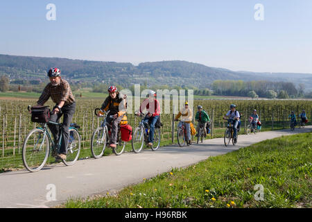 Gruppe von Radfahrern, den Bodensee, in der Nähe von Bodmann, Baden-Württemberg Stockfoto