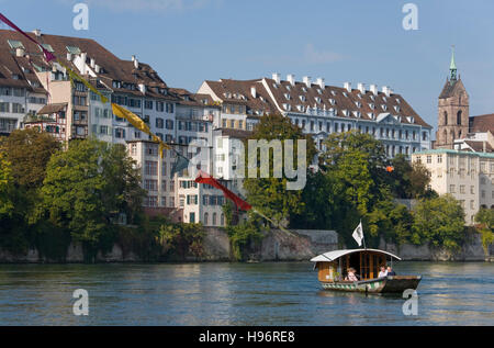 Muensterfaehre Überfahrt Rhein, Rheinufer, Basel, Schweiz Stockfoto