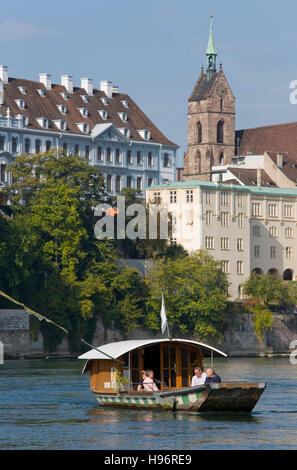 Muensterfaehre Überfahrt Rhein, Rheinufer, Basel, Schweiz Stockfoto