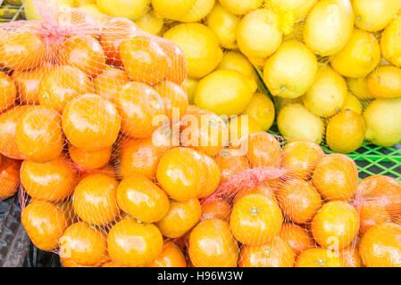 Orangen und Zitronen in Markt in Chile Stockfoto