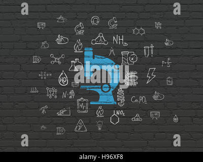 Wissenschaft-Konzept: Mikroskop auf Wand Hintergrund Stockfoto