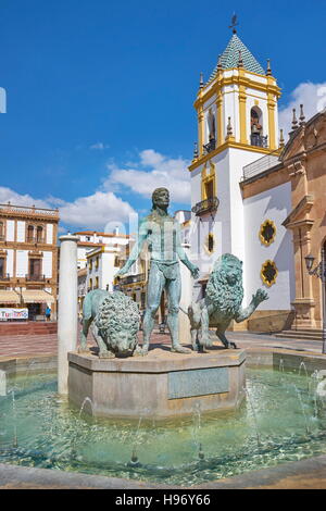 Brunnen am Plaza del Socorro, Ronda, Andalusien, Spanien Stockfoto