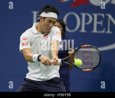 Kei Nishikori (JPN) bei den US öffnen Sie 2016 Meisterschaften in Flushing Meadows, New York, USA Stockfoto