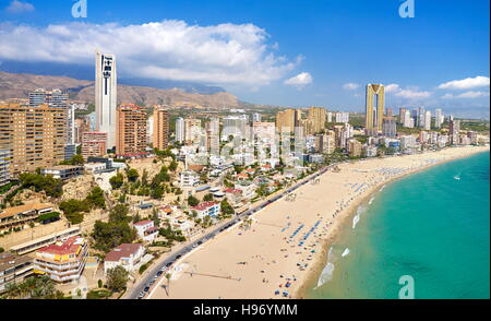 Luftaufnahme von Benidorm Strand, Spanien Stockfoto