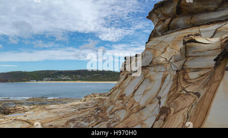 Sandsteinformation bei Maitland Bay, Bouddi Nationalpark, New South Wales - Australia Stockfoto