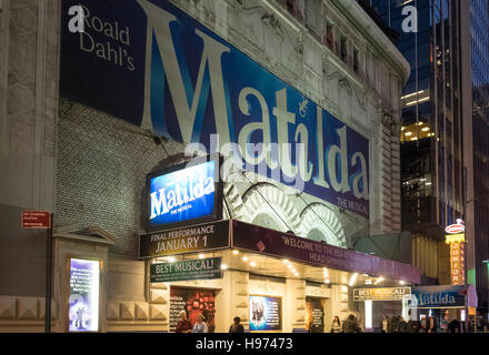 Matilda das Musical in der Shubert Baumwollweberei in New York City Stockfoto