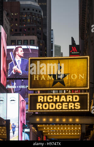 Hamilton, ein amerikanisches Musical, am Richard Rodgers Theater in New York City, USA Stockfoto