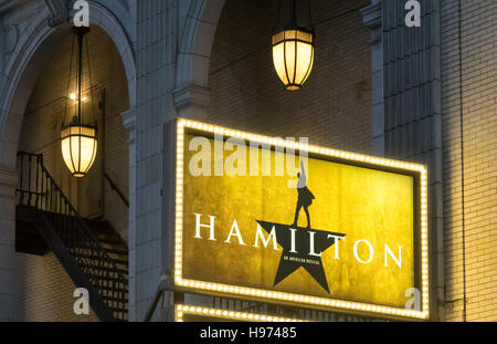 Hamilton, ein amerikanisches Musical, im Richard Rodgers Theater in NYC Stockfoto