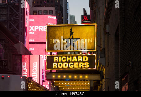 Hamilton, ein amerikanisches Musical, im Richard Rodgers Theater in NYC Stockfoto