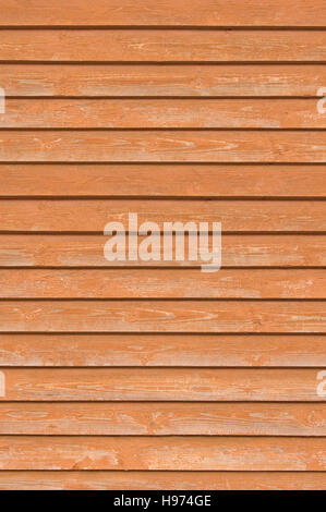 Natürliche alte Holzzaun Planken aus Holz schließen Tisch-Struktur, überlappende leicht rötlich braunen Closeboard Terrakotta Hintergrundmuster Stockfoto