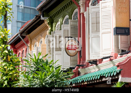 Kolonialarchitektur am Zentralbereich, Emerald Hill Road, Singapur, Singapur Insel (Pulau Ujong) Stockfoto