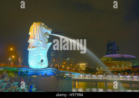 HDR-Fotografie von Merlion Statue, Singapur Stockfoto