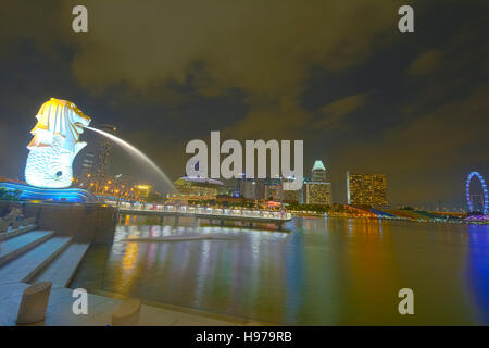 HDR-Fotografie von Merlion Statue, Singapur Stockfoto