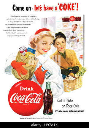 1954 britische Werbung für Coca-Cola Stockfoto