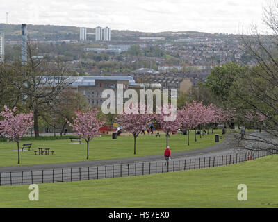 Luftaufnahme von Glasgow aus Queens Park im Süden östlich der Stadt mit Castlemilk im Hintergrund zeigen Stockfoto