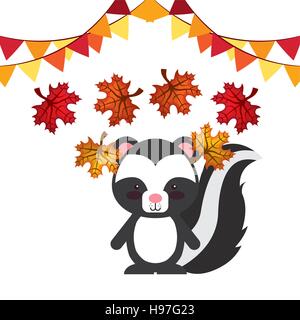 happy Thanksgiving Karte mit Skunk-Symbol auf weißem Hintergrund. farbenfrohes Design. Vektor-illustration Stock Vektor