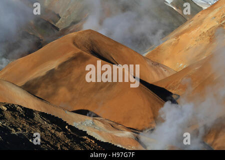 Kerlingarfjoll oder die Grobiane Bergen, Rhyolite Berge, eine vulkanische Bergkette liegt im Hochland von Island Stockfoto