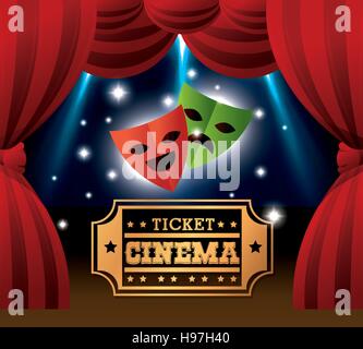 Theatermasken ticket Kino Lichter Vektor Illustration Eps 10 Stock Vektor