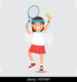 niedliche Mädchen spielt Tennis Design Vektor Illustration Eps 10 Stock Vektor