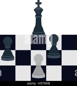 Silhouette mit König und Bauern Schach-Vektor-illustration Stock Vektor