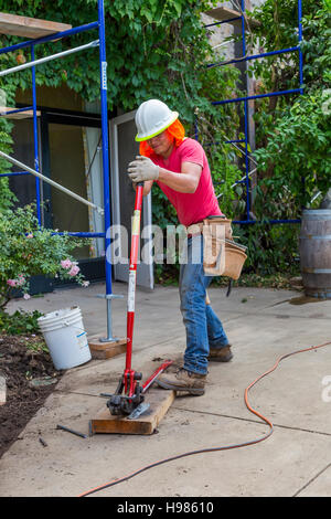 Bauarbeiter, Bewehrung, schneiden, Rutherford, Napa Valley, Napa County, Kalifornien Stockfoto