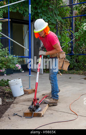 Bauarbeiter, Bewehrung, schneiden, Rutherford, Napa Valley, Napa County, Kalifornien Stockfoto