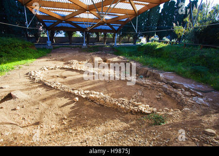 Prähistorischen Hütten bronze Alter. Viale dei Cipressi Dorf nach Milazzo. Sizilien Stockfoto