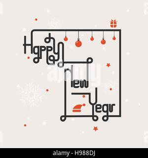 Frohes neues Jahr Schriftzug abstrakten Hintergrund. Handgezeichneten Happy Neujahr Typografie. Silvester Feier quote'Happy "für die Postkarte, frohes neues Symbol/lo Stock Vektor
