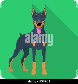 Vektor Hund Dobermann Symbol flaches design Stock Vektor