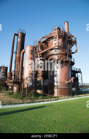 Stillgelegten Kohlevergasung Pflanze, Gas Works Park, Seattle, WA, USA Stockfoto