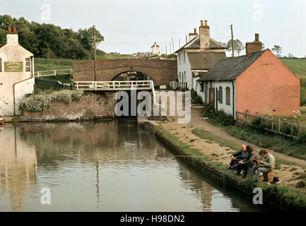 Foxton Treppe sperrt, Grand Union Canal, in der Nähe von Market Harborough, Leicestershire, England, Vereinigtes Königreich, in Ende der 60er Jahre Stockfoto