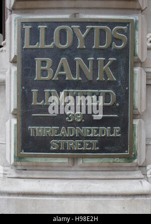LLOYDS BANK LIMITED, Zeichen, Nahaufnahme, London, Vereinigtes Königreich, Europa Stockfoto