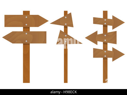 Hölzerne Pfeile Zeichen gesetzt. Holz-Pfeil-Symbol Pfeile Vektor-illustration Stockfoto