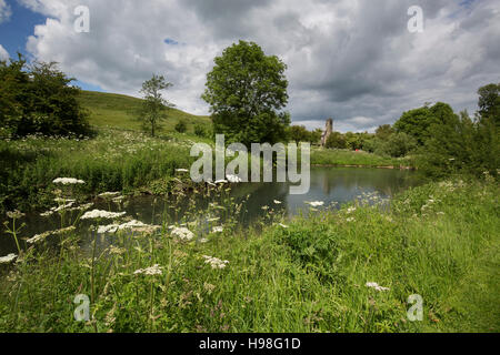 Mittelalterliche Wüstung Wharram Percy, Yorkshire Wolds südlich von Malton Stockfoto