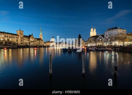 Abend in Zürich, Schweiz, Europa Stockfoto