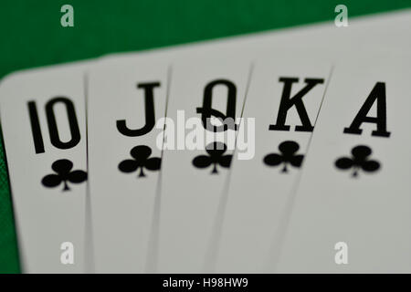 Royal Flush, Karten, Poker, cross Karte Stockfoto