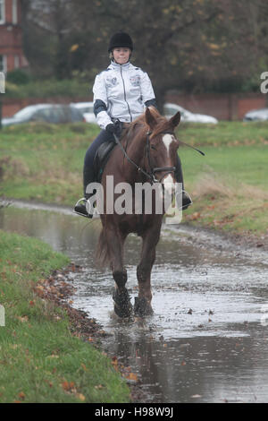 Wimbledon London, UK. 20. November 2016. Reiter auf Wimbledon Common an einem kalten, stürmischen Tag nach dem Sturm Angus in das Vereinigte Königreich mit 97 km/h zerschlägt windet Credit: Amer Ghazzal/Alamy Live-Nachrichten Stockfoto