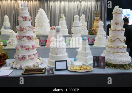 London, UK. 20. November 2016. Der letzte Tag der asiatischen Braut fand in der Londoner Olympia, Modelle mit einer großen Vielzahl von bunten Saris und glitzernden Schmuck, wo auf der Website sowie die Shows Maskottchen, Henna-Tattoo-Künstler, walking Damen, Verpflegung und Kleidung für Vertrieb Credit Bars: Paul Quezada-Neiman/Alamy Live News Stockfoto