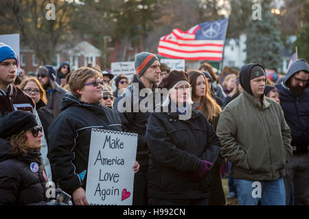 Ferndale, Michigan, USA. 20. November 2016. In Reaktion auf die Wahl von Donald Trump Hunderte Ferndale Liebe März angeschlossen in einem Vorort von Detroit. Organisatoren sagten, war es eine "friedliche Solidarität Spaziergang um einander zu unterstützen." Bildnachweis: Jim West/Alamy Live-Nachrichten Stockfoto