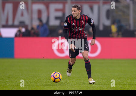 Mailand, Italien. 20 November: Mattia De Sciglio des AC Milan in der Serie A Fußballspiel zwischen AC Milan und inter Aktion. Stockfoto