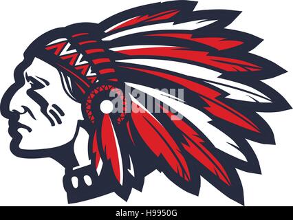 American Indian chief Vektor-Logo oder Symbol Stock Vektor