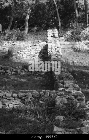 Kaukana, Ruinen der römischen und mittelalterlichen Stadt Santa Croce Camerina. Sizilien Stockfoto