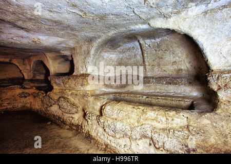 Trabacche Katakombe in Sizilien. Stockfoto