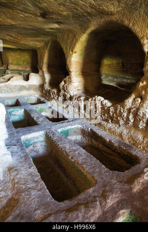 Trabacche Katakombe in Sizilien. Stockfoto