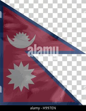 Nepal bemalt / gezeichnete Vektor Flagge. Dramatische, ungewöhnliche Optik. Vektor-Datei enthält Flagge und Textur-Layer Stock Vektor