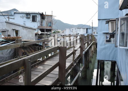 Hongkong, China - Schwimmende Häuser in das Fischerdorf Tai O Stockfoto